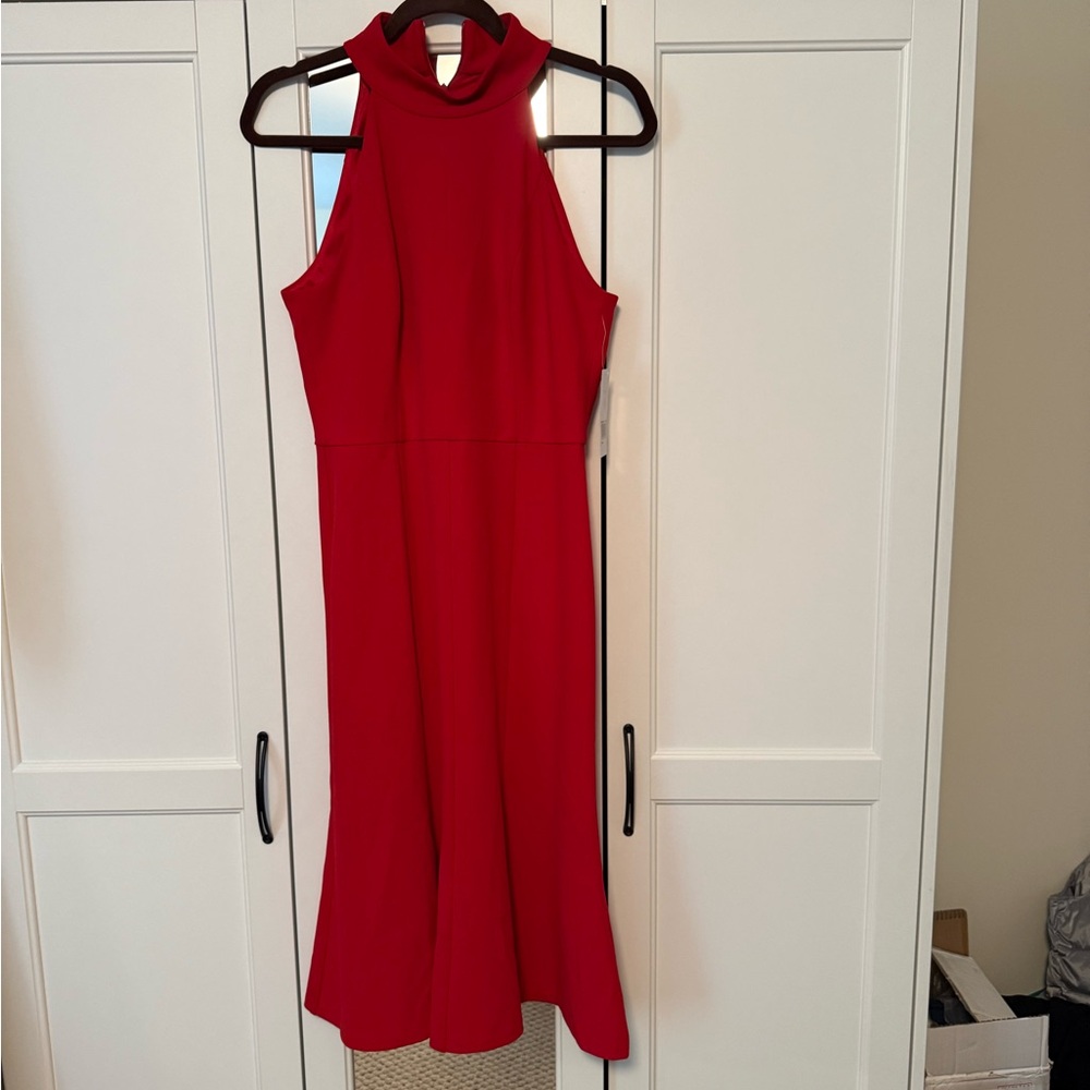 Donna Morgan Vibrant Red Halter Midi Dress Size 8